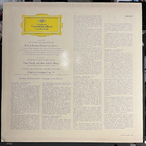 Pini Di Roma / Eine Nacht Auf Dem Kahlen Berge / Capriccio Espagnol (VINYL) | Near Mint (NM or M-) Near Mint (NM or M-) - CLASSICAL / USED *NEAR MINT*
