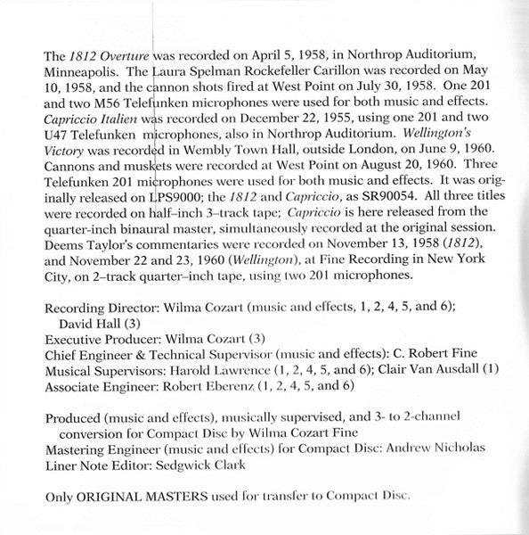 1812 Festival Overture, Op. 49 - Capriccio Italien - Wellington's Victory (CD) | Near Mint (NM) Near Mint (NM) - CLASSICAL / USED *NEAR MINT*