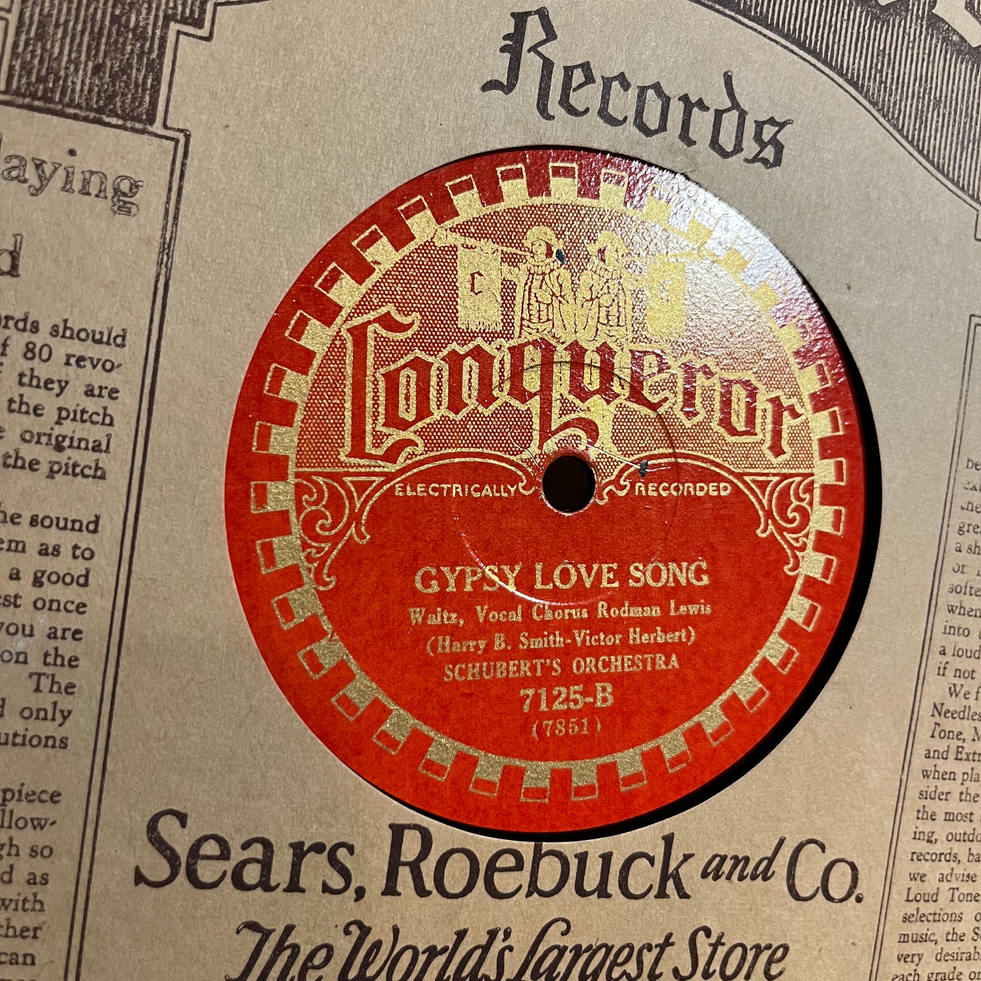 Ah! Sweet Mystery Of Life / Gypsy Love Song (78RPM 10" RECORD) | Near Mint (NM) Very Good Plus (VG+) - CLASSICAL / USED *NEAR MINT*