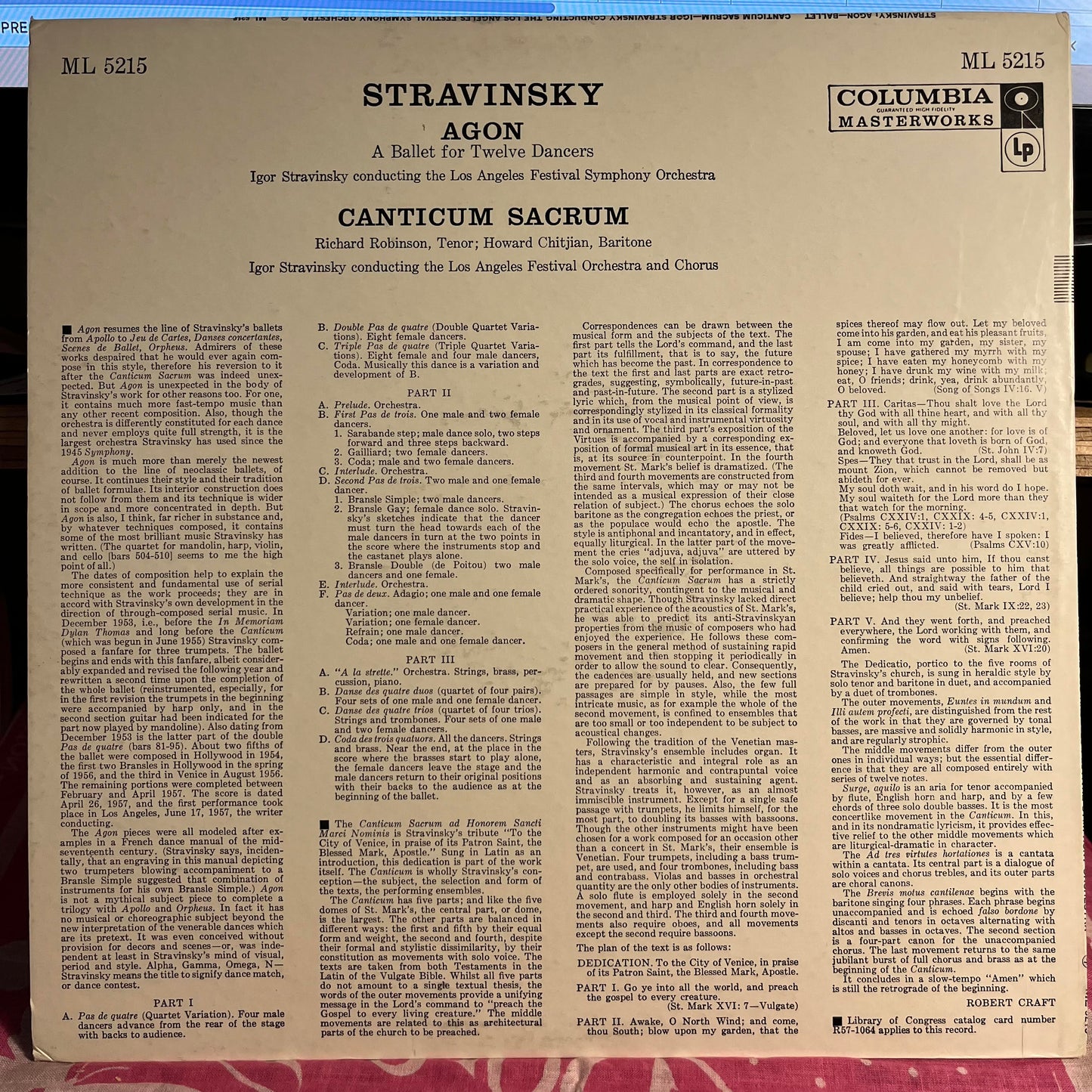 Igor Stravinsky - Agon (A Ballet For Twelve Dancers) / Canticum Sacrum | Near Mint (NM) Excellent (EX) - CLASSICAL / USED *NEAR MINT*