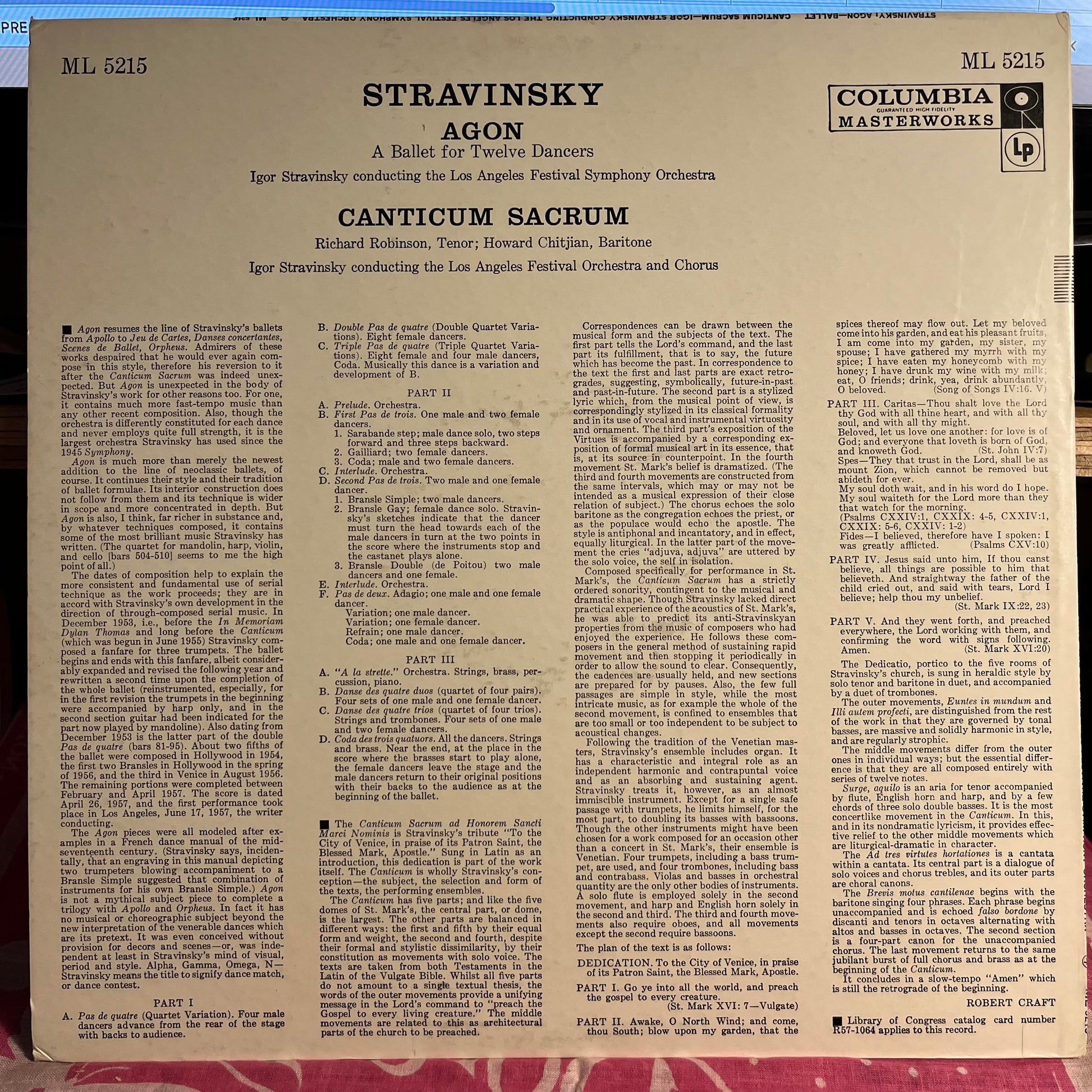 Igor Stravinsky - Agon (A Ballet For Twelve Dancers) / Canticum Sacrum | Near Mint (NM) Excellent (EX) - CLASSICAL / USED *NEAR MINT*