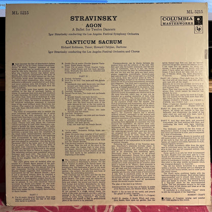 Igor Stravinsky - Agon (A Ballet For Twelve Dancers) / Canticum Sacrum | Near Mint (NM) Excellent (EX) - CLASSICAL / USED *NEAR MINT*