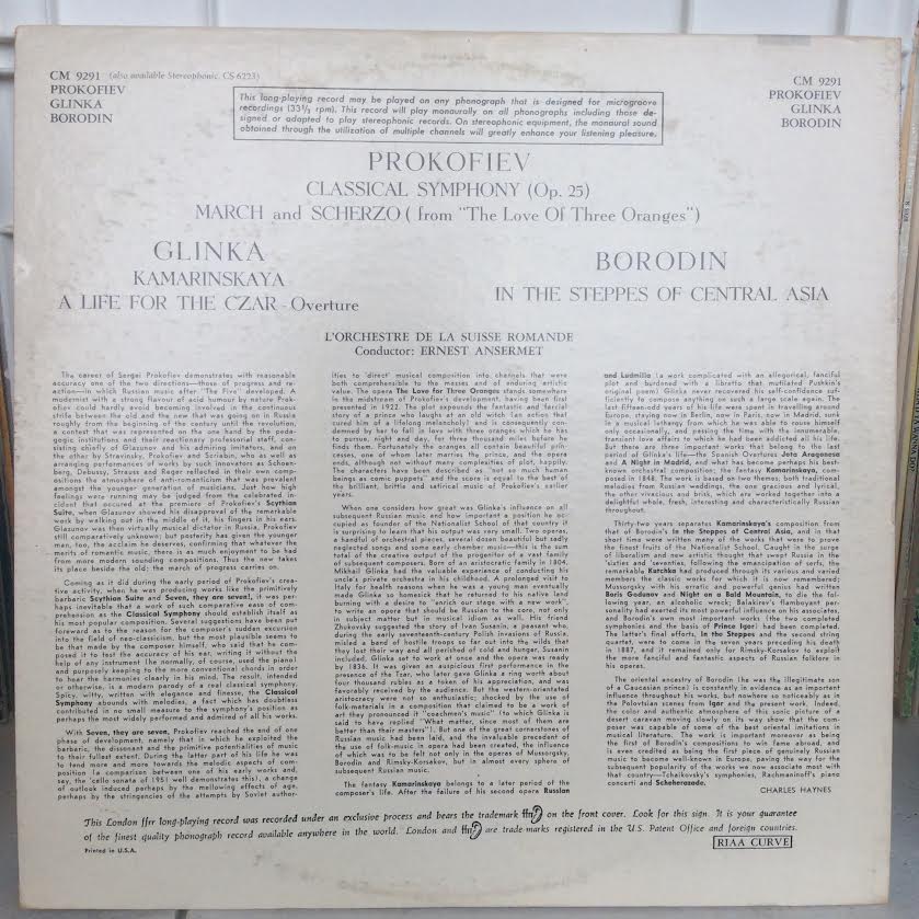 Classical Symphony / March And Scherzo / Kamarinska Fantasy / A Life For The Czar / In The Steppes Of Central Asia (VINYL) | Near Mint (NM or M-) Very Good Plus (VG+) - CLASSICAL / USED *NEAR MINT*