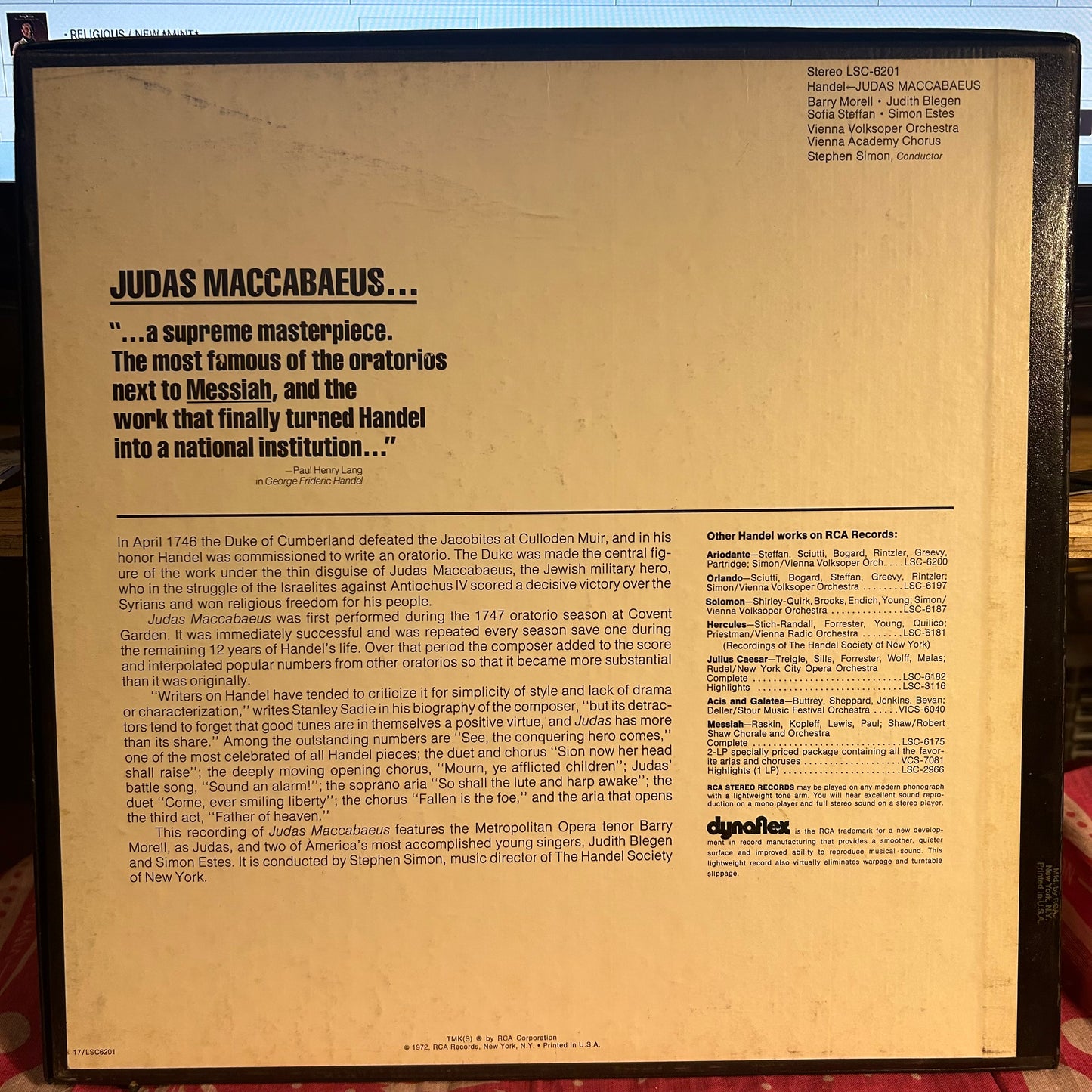 Georg Friedrich Händel - Judas Maccabaeus *BOX* | Near Mint (NM) Very Good Plus (VG+) - CLASSICAL / USED *NEAR MINT*