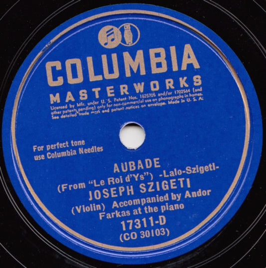 Aubade / Hopak (78RPM 10") COLUMBIA 17311 | Near Mint (NM or M-) Generic - CLASSICAL / USED *NEAR MINT*