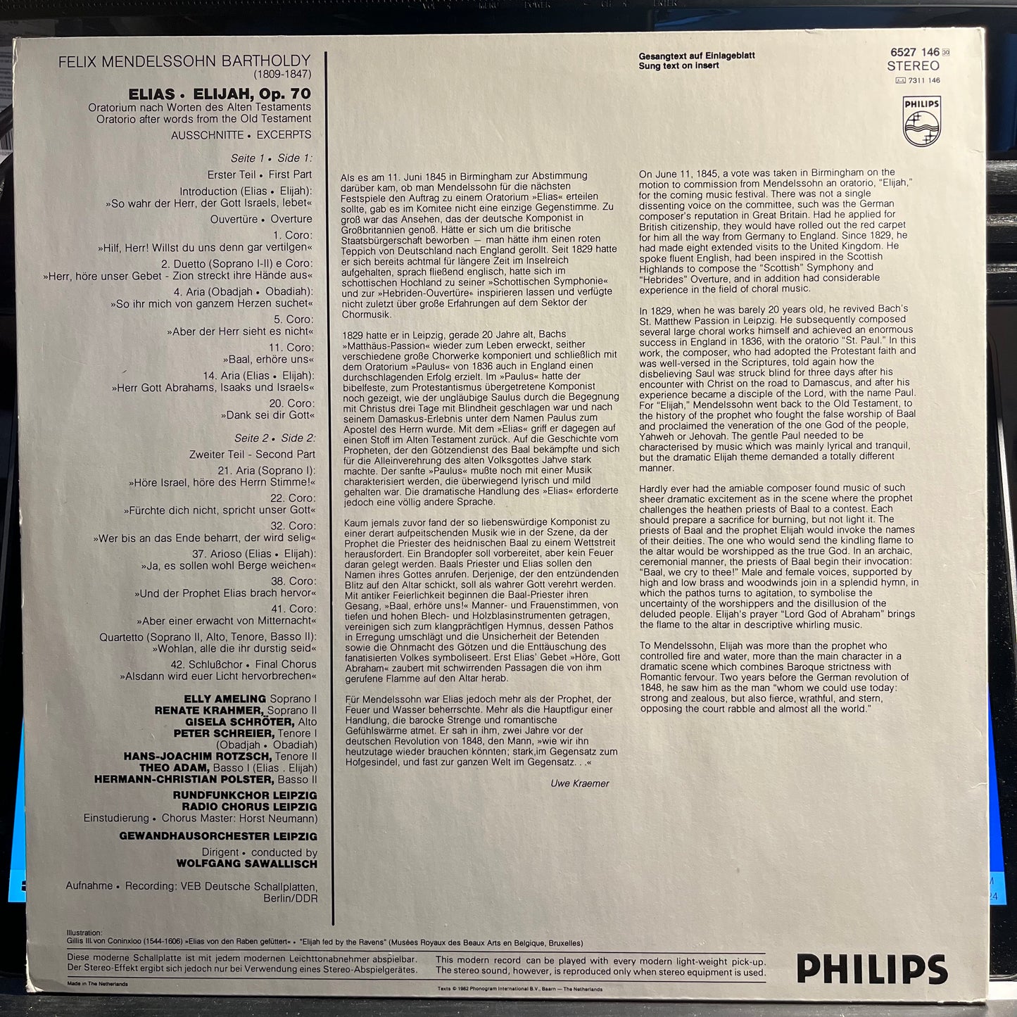 Felix Mendelssohn-Bartholdy - Elias | Near Mint (NM) Near Mint (NM) - CLASSICAL / USED *NEAR MINT*