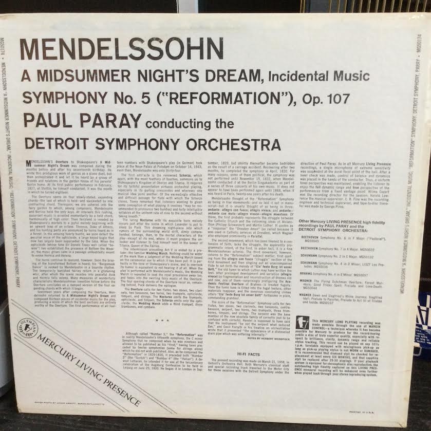 A Midsummer Night's Dream, Incidental Music; Symphony No. 5 "Reformation" (VINYL) | Near Mint (NM or M-) Near Mint (NM or M-) - CLASSICAL / USED *NEAR MINT*