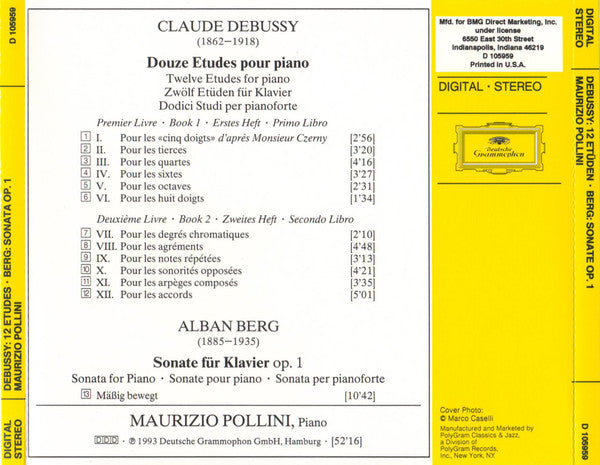 Debussy: 12 Etudes / Berg: Sonate Op. 1 (CD) | Near Mint (NM) Near Mint (NM or M-) - CLASSICAL / USED *NEAR MINT*