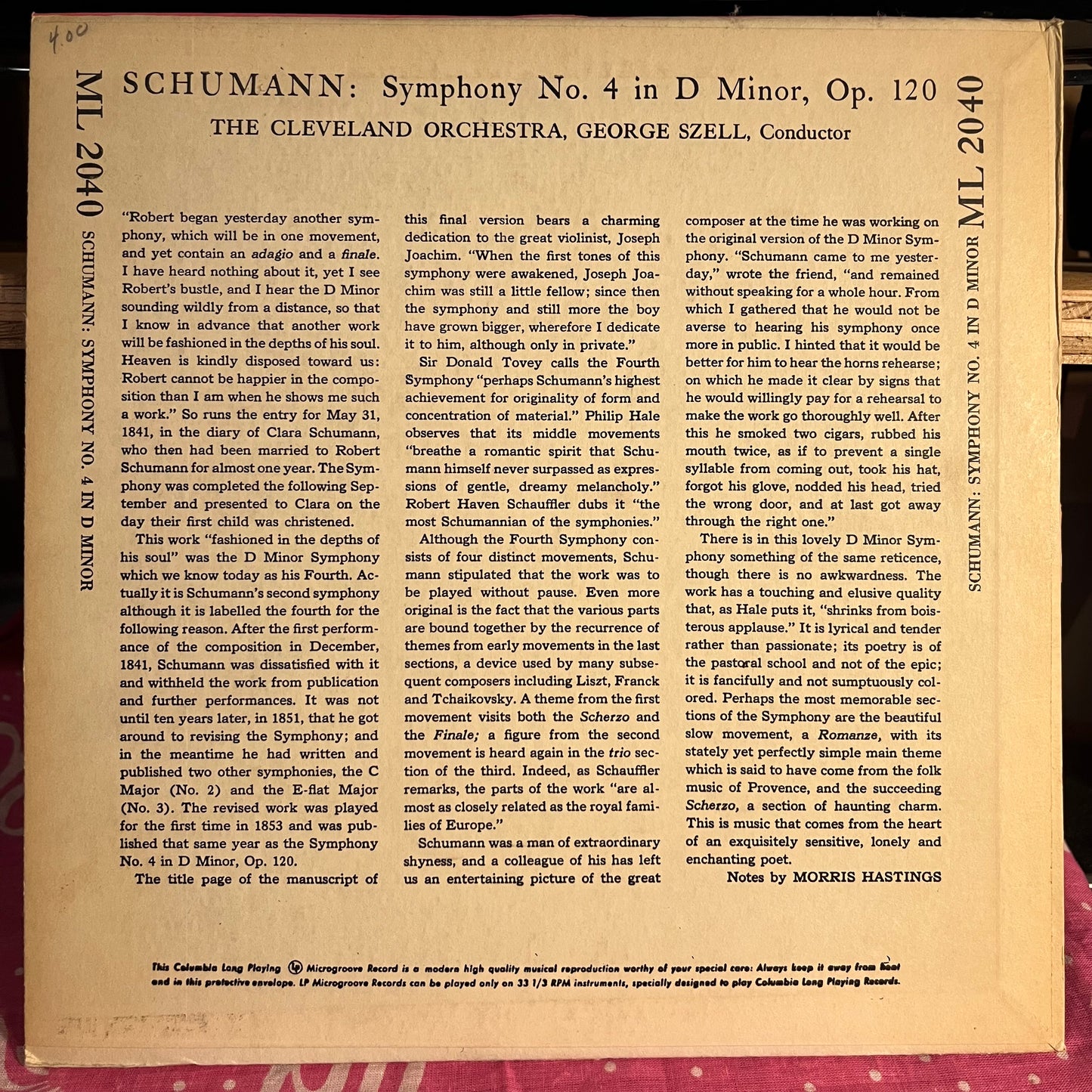 Robert Schumann - Symphony No. 4 In D-Minor, Op. 120 10" | Near Mint (NM) Near Mint (NM) - CLASSICAL / USED *NEAR MINT*