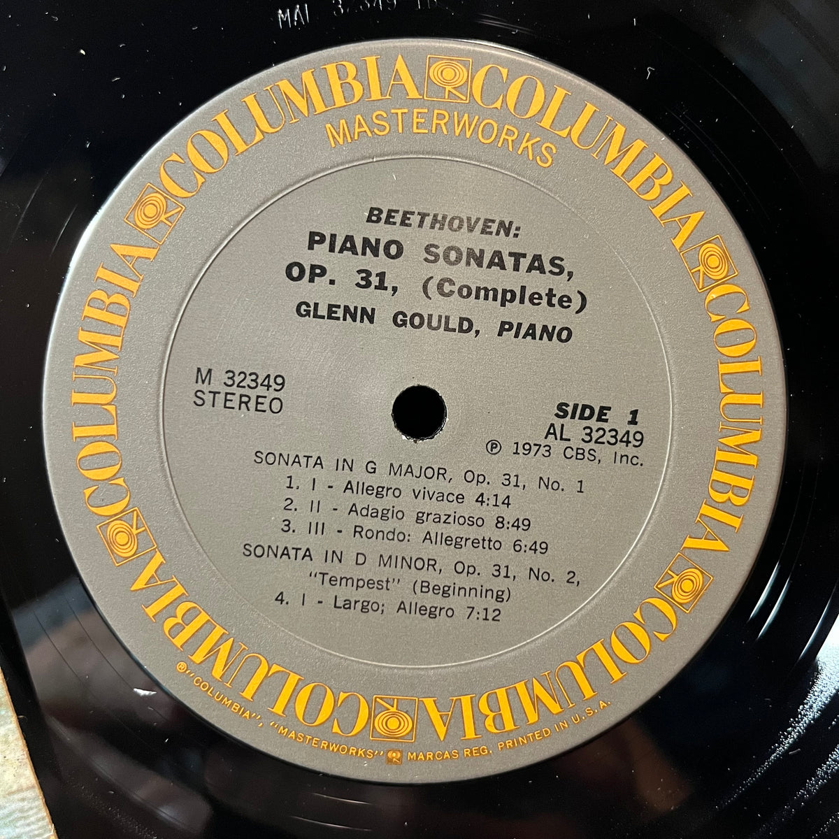 Beethoven* / Glenn Gould - Piano Sonatas, Op. 31, Complete: No. 1 In G / No. 2 In D Minor, "Tempest" / No. 3 In E-Flat (PROMO VINYL LP COLUMBIA MASTERWORKS M 32349 1973) | Near Mint (NM or M-) Near Mint- (NM-) - CLASSICAL / USED *NEAR MINT*