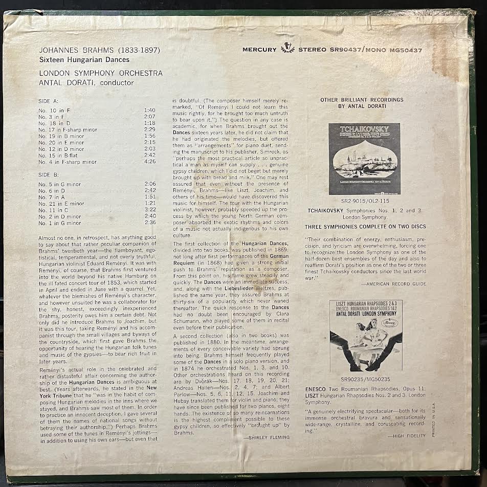 16 Hungarian Dances (VINYL) | Near Mint (NM) Very Good Plus Plus (VG++) - CLASSICAL / USED *NEAR MINT*