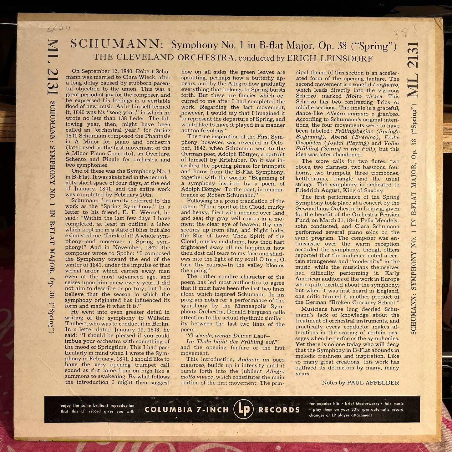 Robert Schumann - Symphony No. 1 In B-Flat Major, Op. 38 ("Spring") 10" | Near Mint (NM) Excellent (EX) - CLASSICAL / USED *NEAR MINT*