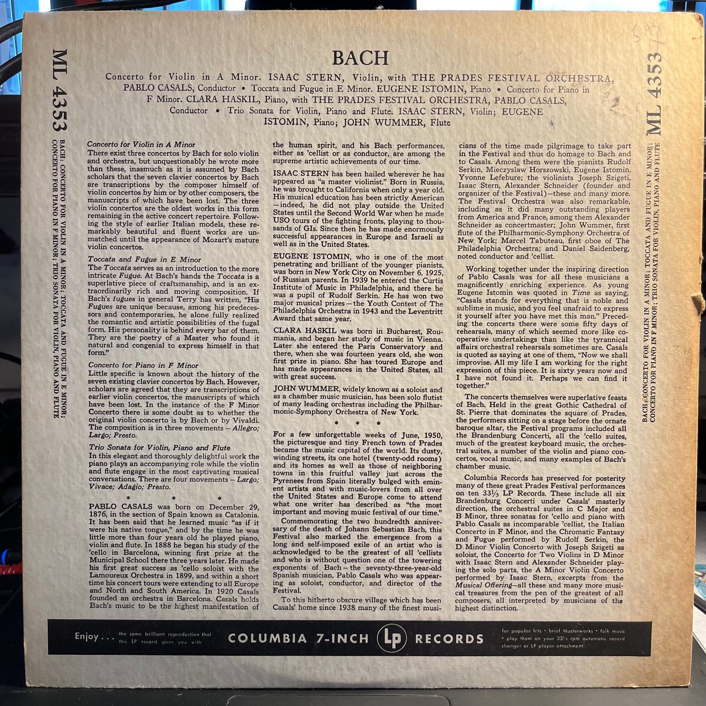 Johann Sebastian Bach - Prades Festival Vol. 9 | Near Mint (NM) Near Mint (NM) - CLASSICAL / USED *NEAR MINT*