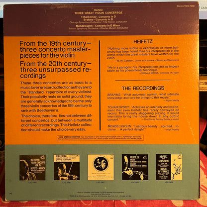 Jascha Heifetz - Three Great Violin Concertos | Near Mint (NM) Excellent (EX) - CLASSICAL / USED *NEAR MINT*