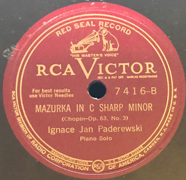 Ignacy Jan Paderewski - Nocturne In E Flat Major / Mazurka In C Sharp Minor *78 RPM* | Very Good Plus (VG+) Generic - CLASSICAL / USED *VERY GOOD+*