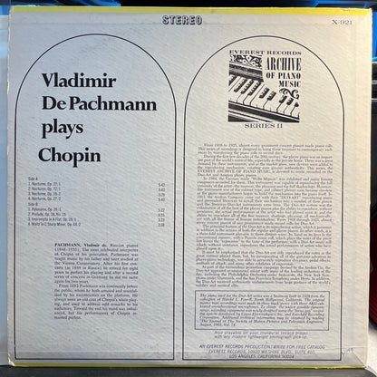 Vladimir De Pachmann - Vladimir De Pachmann Plays Chopin | Very Good Plus (VG+) Excellent (EX) - CLASSICAL / USED *VERY GOOD+*