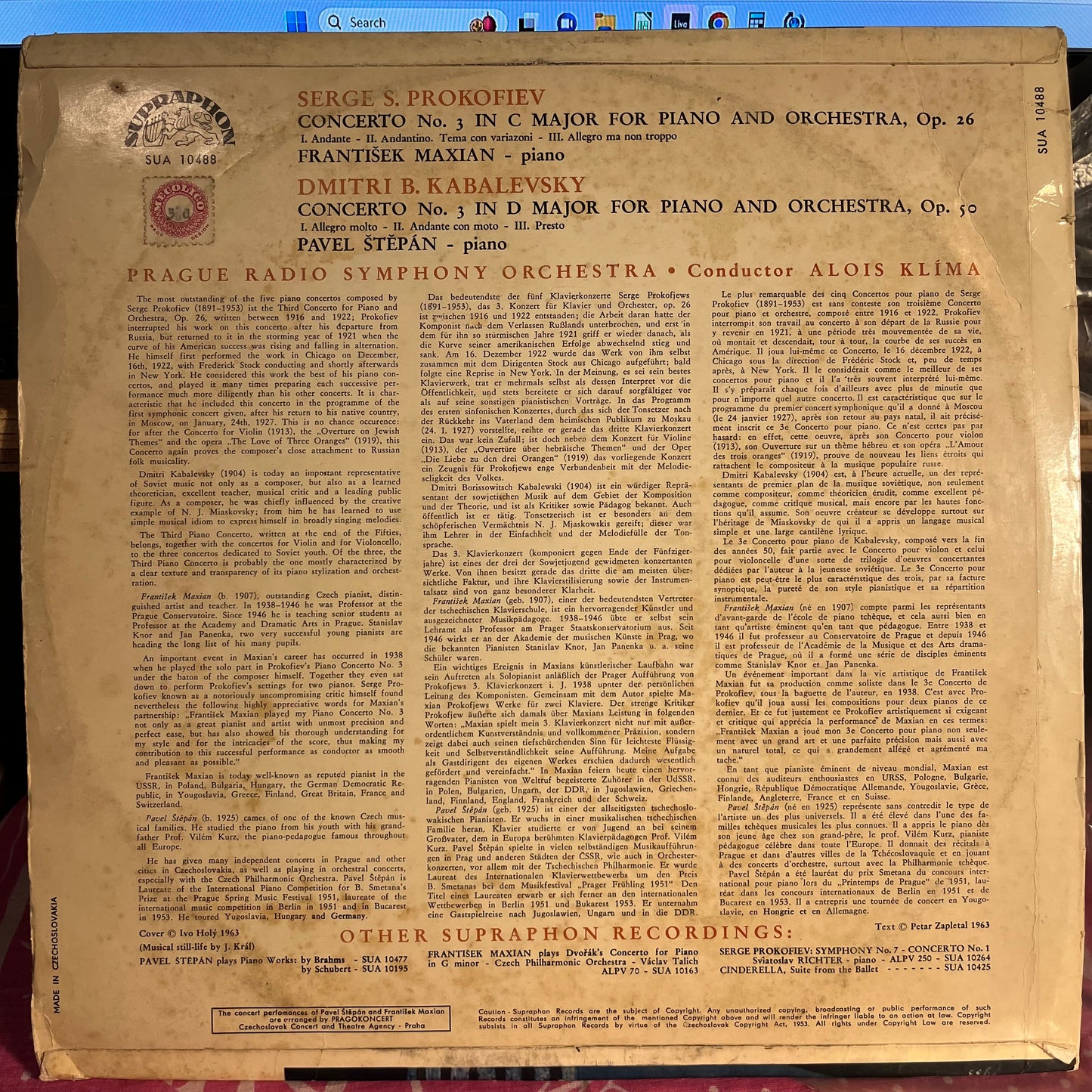 Sergei Prokofiev - Concerto No, 3 For Piano And Orchestra / Concerto No, 3 For Piano And Orchestra *UK - BLUE LABELS* | Very Good Plus (VG+) Very Good (VG) - CLASSICAL / USED *VERY GOOD+*