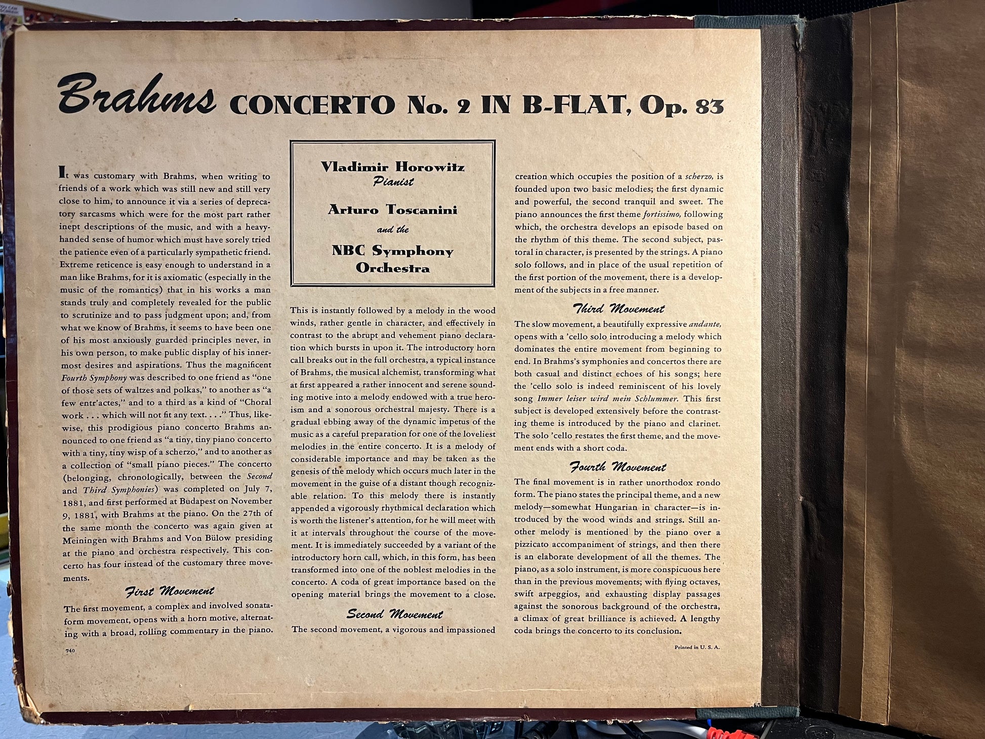 Johannes Brahms - Concerto No. 2, In B Flat Major For Piano And Orchestra, Op. 83 *6X12" SHELLAC* | Very Good Plus (VG+) Very Good (VG) - CLASSICAL / USED *VERY GOOD++*