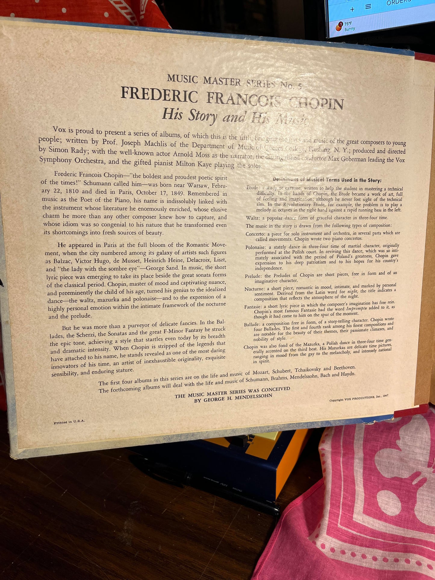Frederic Chopin His Story And His Music *3X10" 78RPM* | Very Good Plus (VG+) Very Good Plus (VG+)