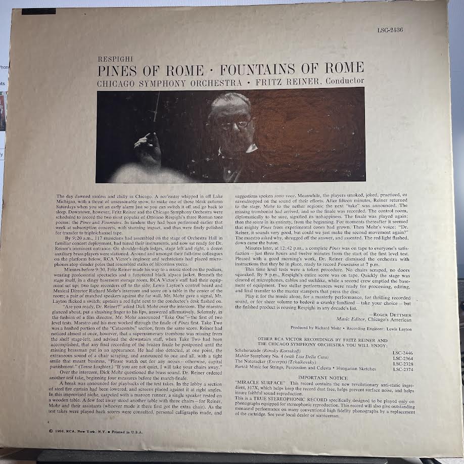 Pines Of Rome / Fountains Of Rome (VINYL) | Very Good Plus (VG+) Excellent (EX) - CLASSICAL / USED *VERY GOOD+*