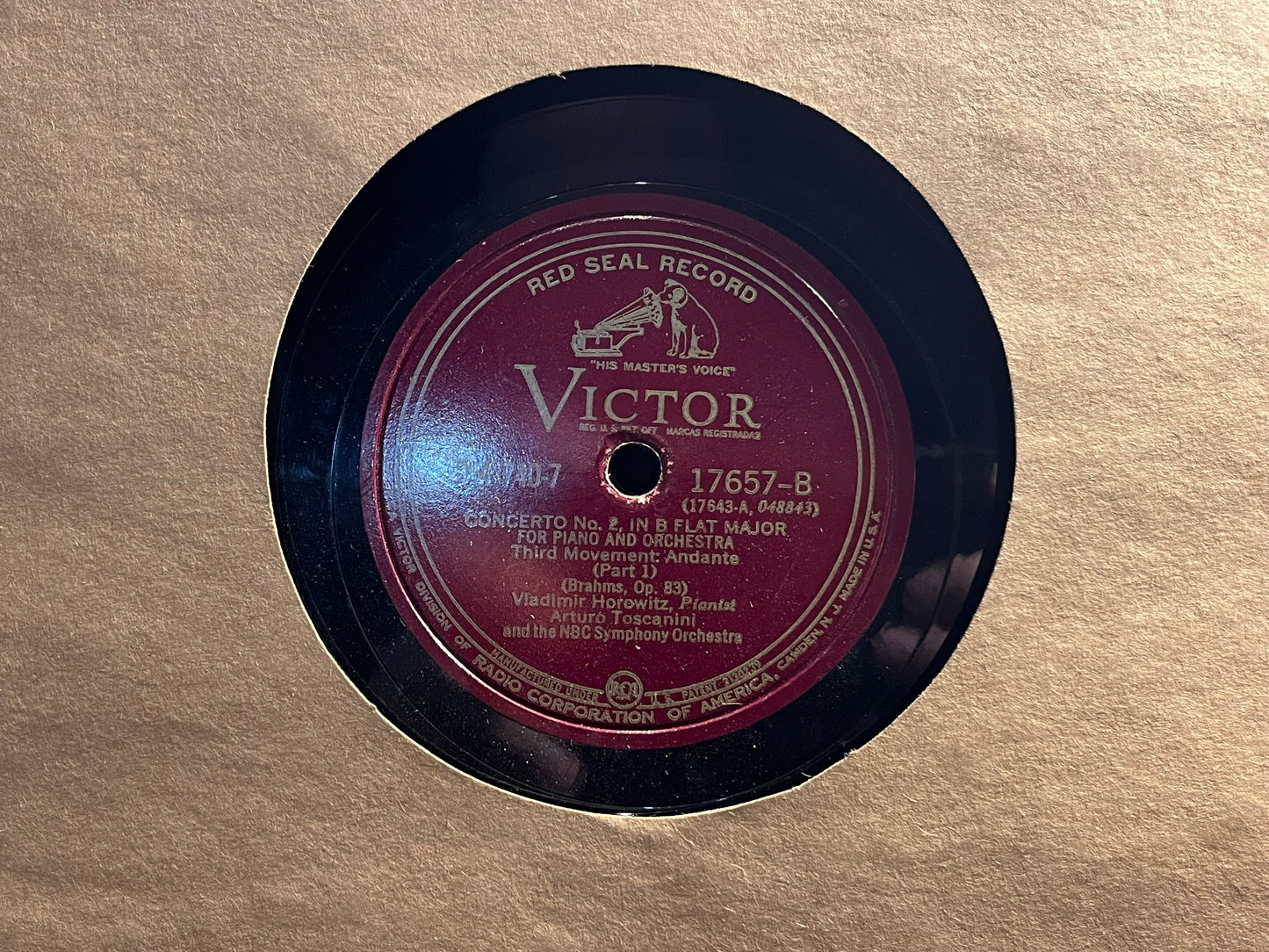 Johannes Brahms - Concerto No. 2, In B Flat Major For Piano And Orchestra, Op. 83 *6X12" SHELLAC* | Very Good Plus (VG+) Very Good (VG) - CLASSICAL / USED *VERY GOOD++*