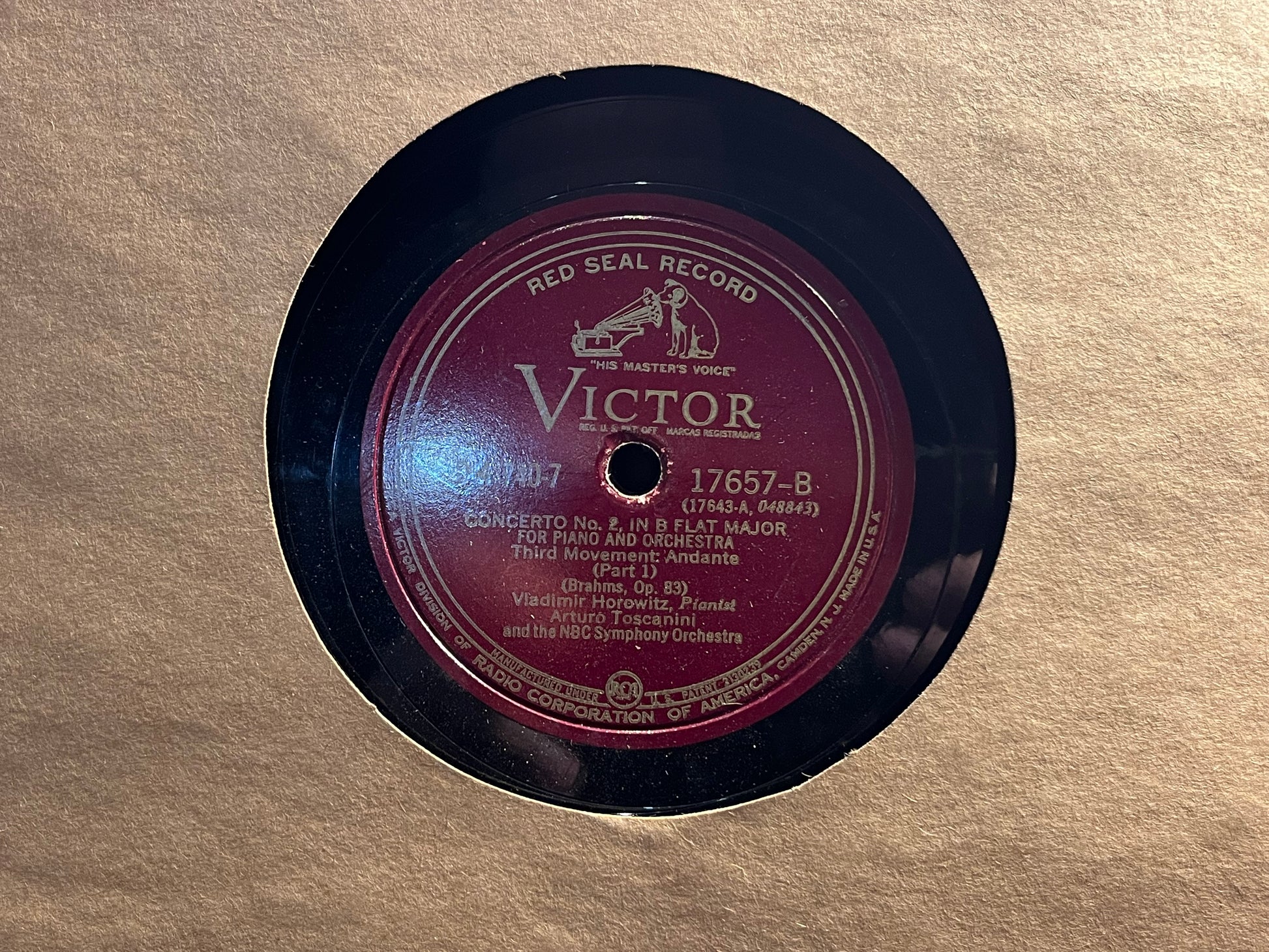 Johannes Brahms - Concerto No. 2, In B Flat Major For Piano And Orchestra, Op. 83 *6X12" SHELLAC* | Very Good Plus (VG+) Very Good (VG) - CLASSICAL / USED *VERY GOOD++*