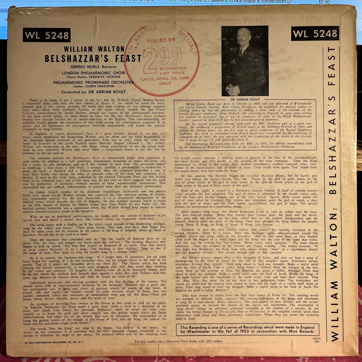 Sir William Walton - Belshazzar's Feast | Very Good Plus (VG+) Very Good Plus (VG+) - CLASSICAL / USED *VERY GOOD++*