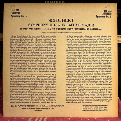 Schubert Symphony No. 5 in B. Flat Major 10" | Very Good (VG) Excellent (EX)