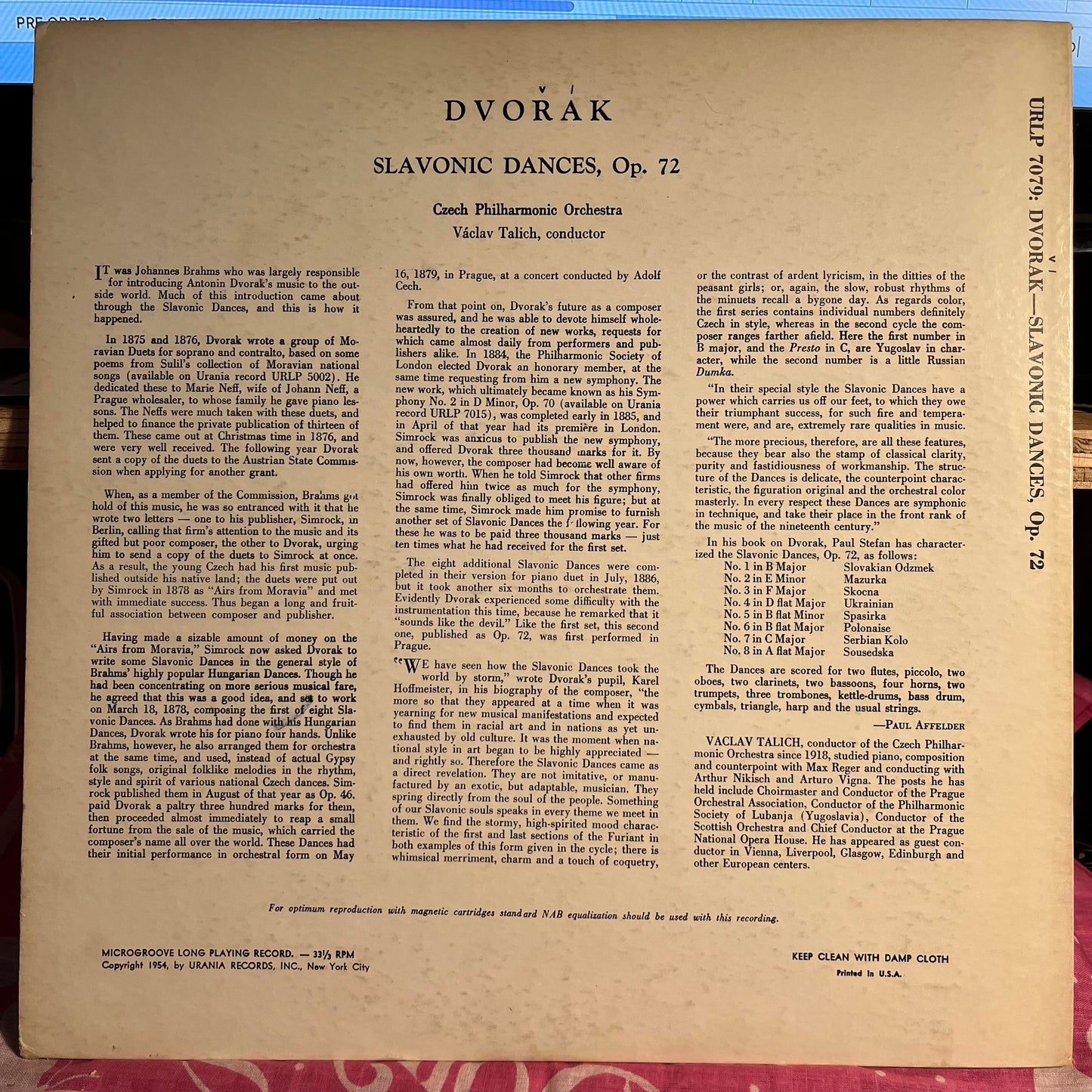 Slavonic Dances Opus 72 (Complete) | Very Good (VG) Excellent (EX)