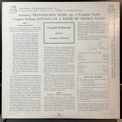 Schönberg* / Vaughan Williams* - Stokowski*, Leopo - Transfigured Night / Fantasia On A Theme By Thomas Tallis (VINYL LP) | USED Near Mint (NM or M-) Near Mint (NM or M-) CLASSICAL