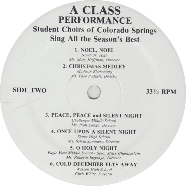 Colorado Springs Student Choirs A Class Performance Not On Label LP, Album Mint (M) Mint (M)