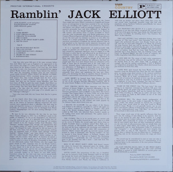 Ramblin' Jack Elliott (COLOR VINYL VMP) | Mint (M) Mint (M) - COUNTRY *NEW/COLOR*