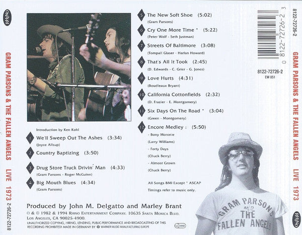 Gram Parsons & The Fallen Angels - Live 1973 (CD) | USED - COUNTRY/ROCK / USED *NEAR MINT*