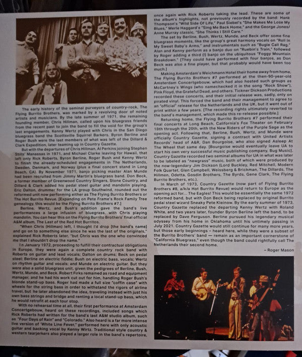 The Flying Burrito Bros - Live In Amsterdam 1972 | Mint (M) - COUNTRY *SEALED/RSD*
