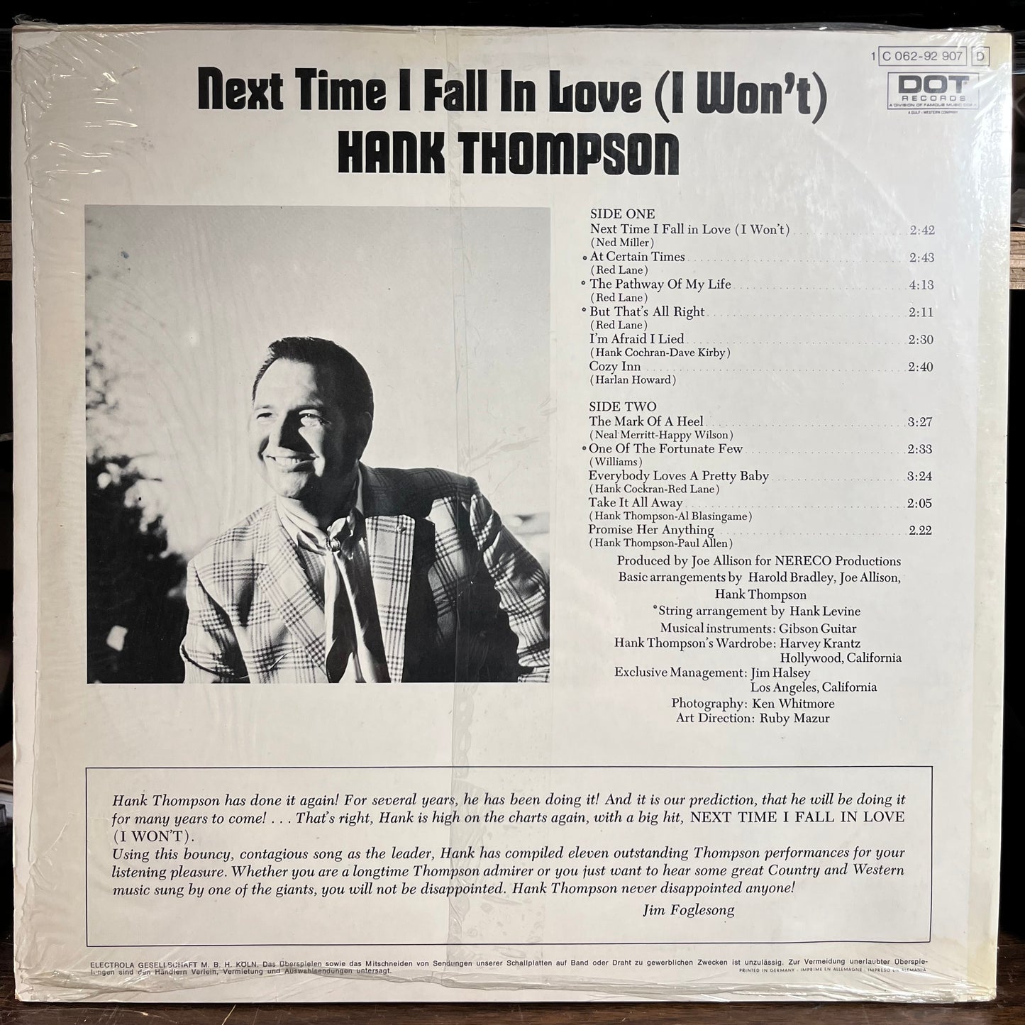 Next Time I Fall In Love (I Won't) (GERMAN VINYL) | Excellent+ (EX+) Near Mint (NM) - COUNTRY / USED *EXCELLENT+*