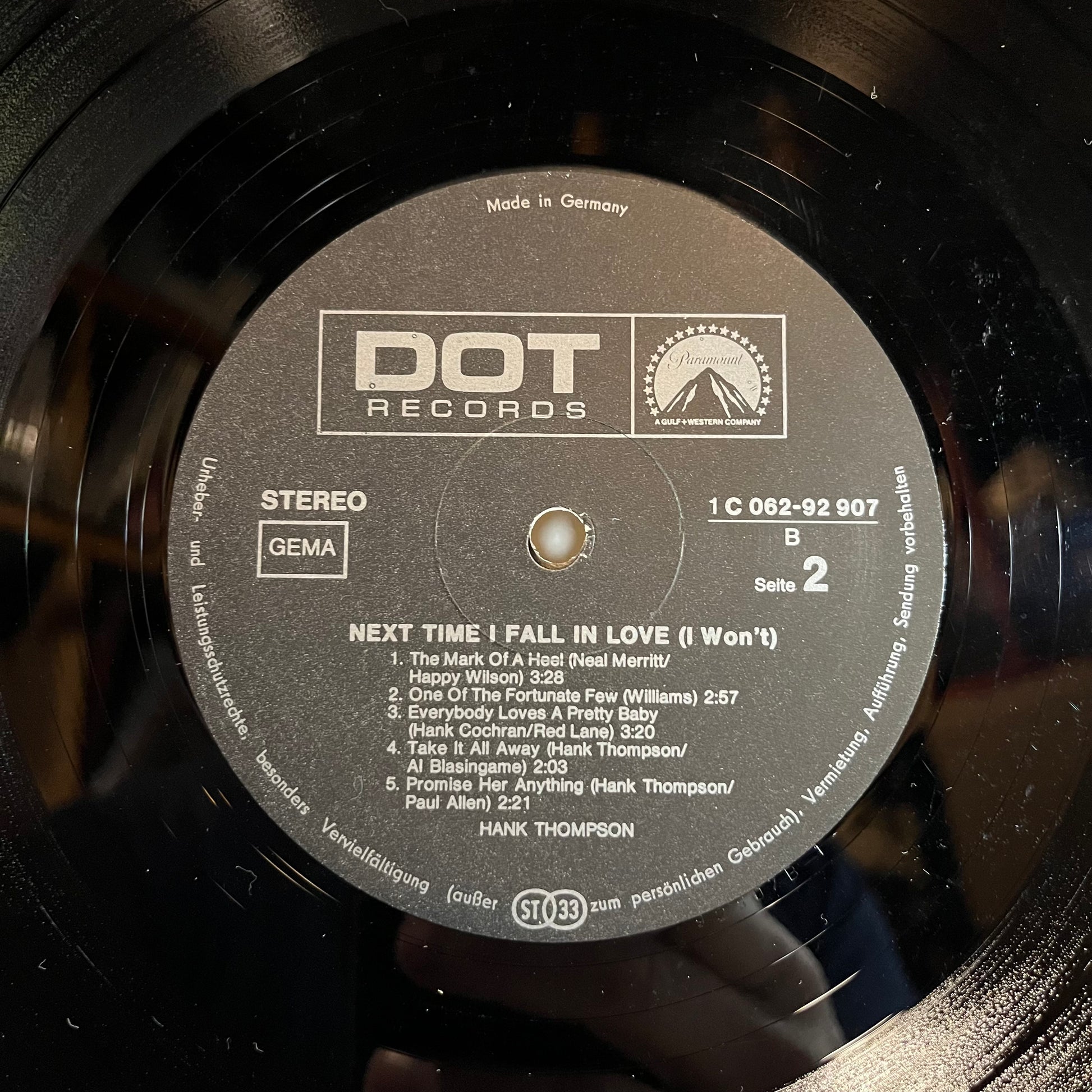 Next Time I Fall In Love (I Won't) (GERMAN VINYL) | Excellent+ (EX+) Near Mint (NM) - COUNTRY / USED *EXCELLENT+*