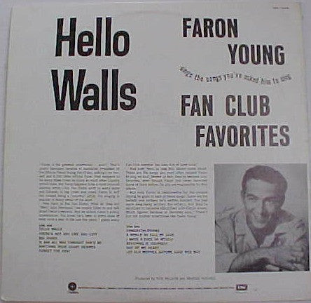 Hello Walls Fan Club Favorites (VINYL) | Excellent (EX) Excellent (EX) - COUNTRY / USED *EXCELLENT*