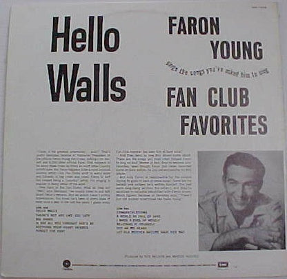 Hello Walls Fan Club Favorites (VINYL) | Excellent (EX) Excellent (EX) - COUNTRY / USED *EXCELLENT*