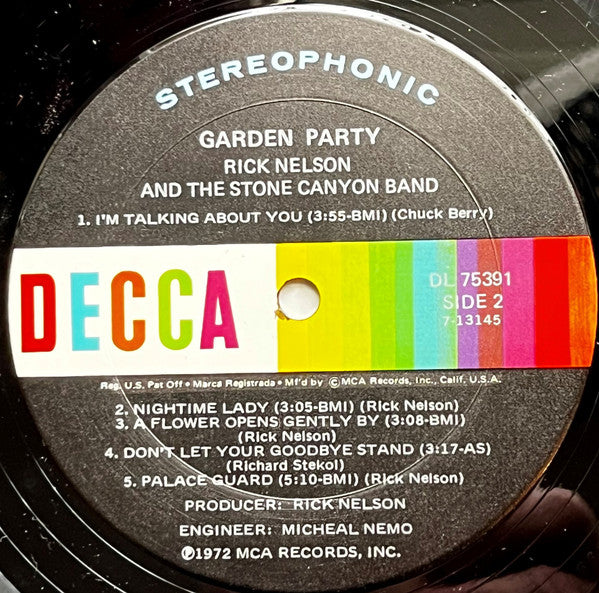 Rick Nelson & The Stone Canyon Band - Garden Party | Excellent (EX) Very Good Plus (VG+) - COUNTRY / USED *EXCELLENT*