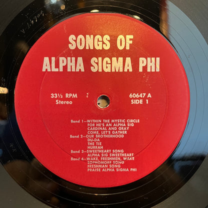 Alpha Sigma Phi - Songs Of Alpha Sigma Phi | Excellent (EX) Very Good Plus (VG+) - COUNTRY / USED *EXCELLENT*