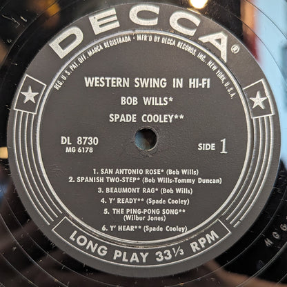 Bob Wills - Western Swing In Hi-Fi *MONO* | Good Plus (G+) Excellent (EX) - COUNTRY / USED *GOOD+*