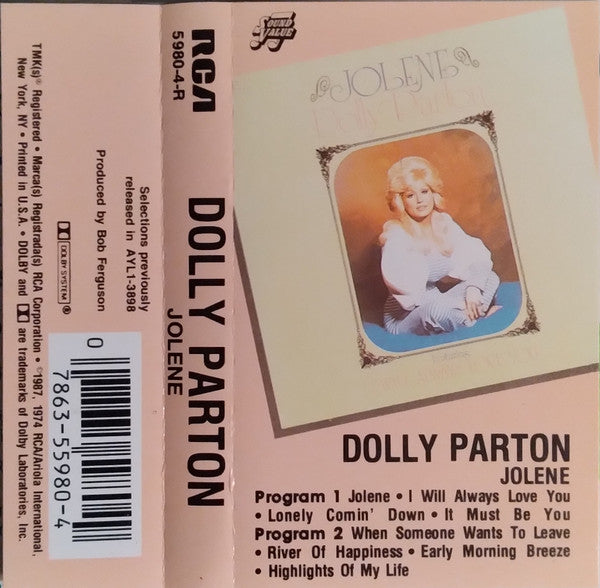Dolly Parton - Jolene (CASSETTE) | USED - COUNTRY / USED *NEAR MINT*