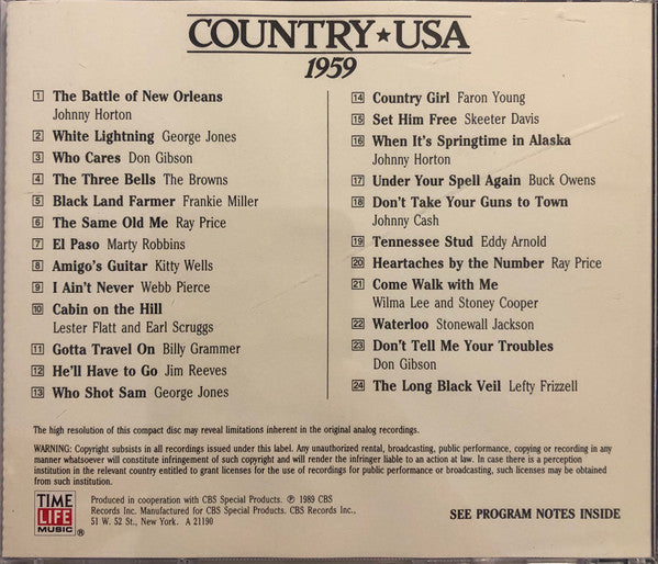 Country USA 1959 (CD) | Near Mint (NM) Near Mint (NM) - COUNTRY / USED *NEAR MINT*