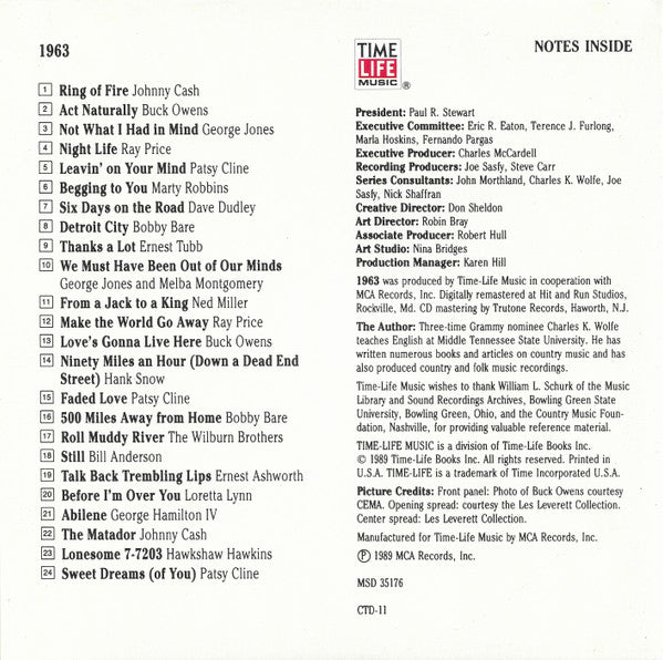 Country USA 1963 (CD) | Near Mint (NM) Near Mint (NM) - COUNTRY / USED *NEAR MINT*