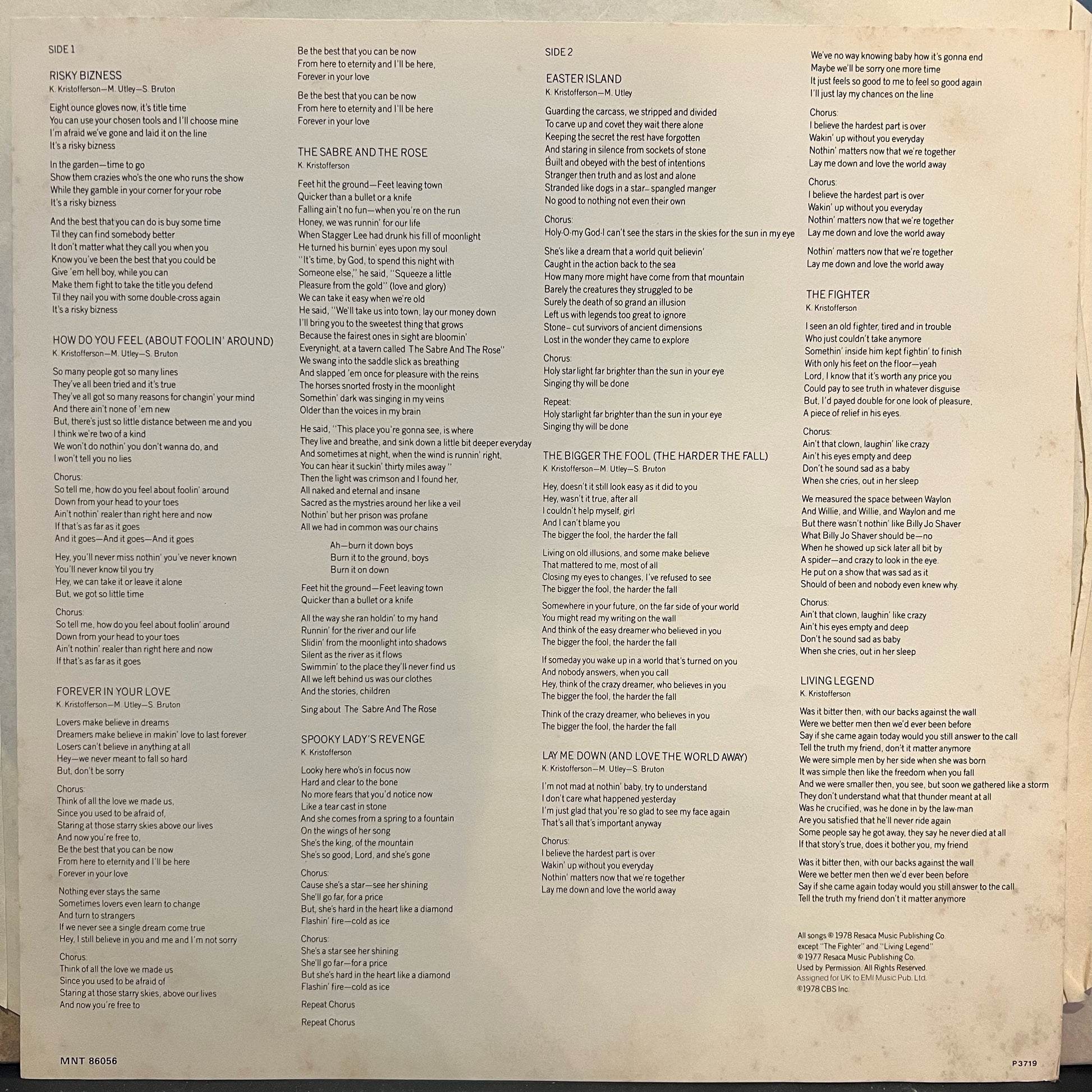 Kris Kristofferson - Easter Island | Near Mint (NM) Very Good Plus (VG+) - COUNTRY / USED *NEAR MINT*