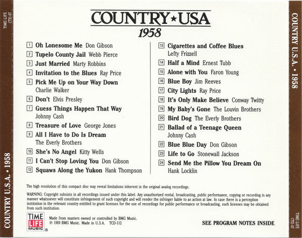 Country USA 1958 (CD) | Near Mint (NM) Near Mint (NM) - COUNTRY / USED *NEAR MINT*