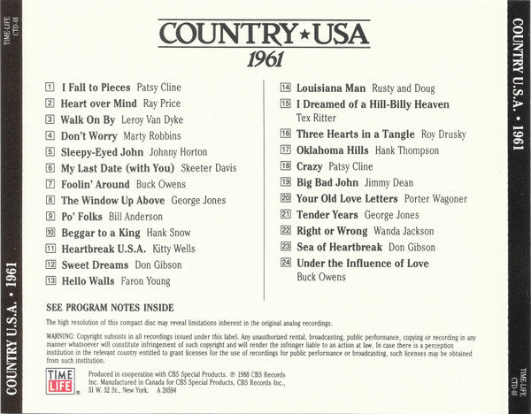 Country USA 1961 (CD) | Near Mint (NM) Near Mint (NM) - COUNTRY / USED *NEAR MINT*