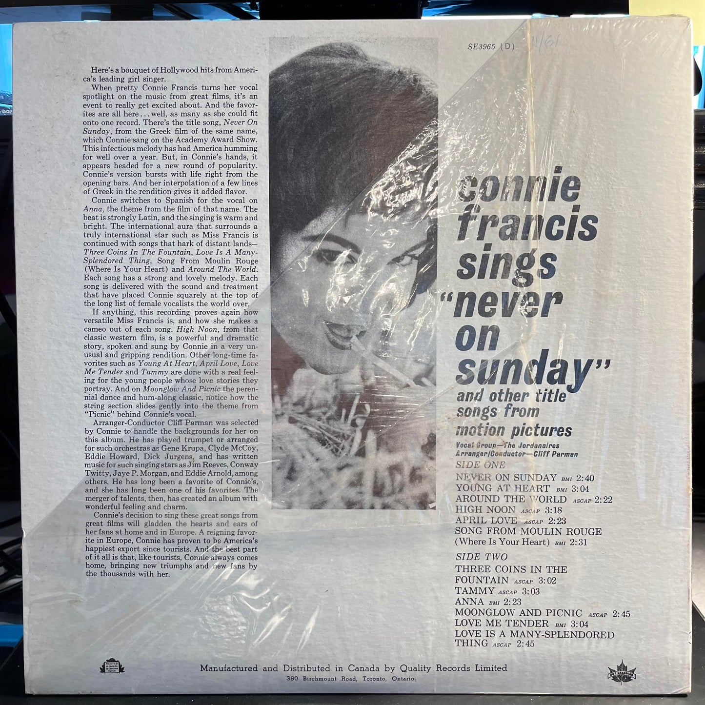 Connie Francis - Sings Never On Sunday And Other Title Songs *CANADA/SHRINK* | Near Mint (NM) Near Mint (NM) - COUNTRY / USED *NEAR MINT*