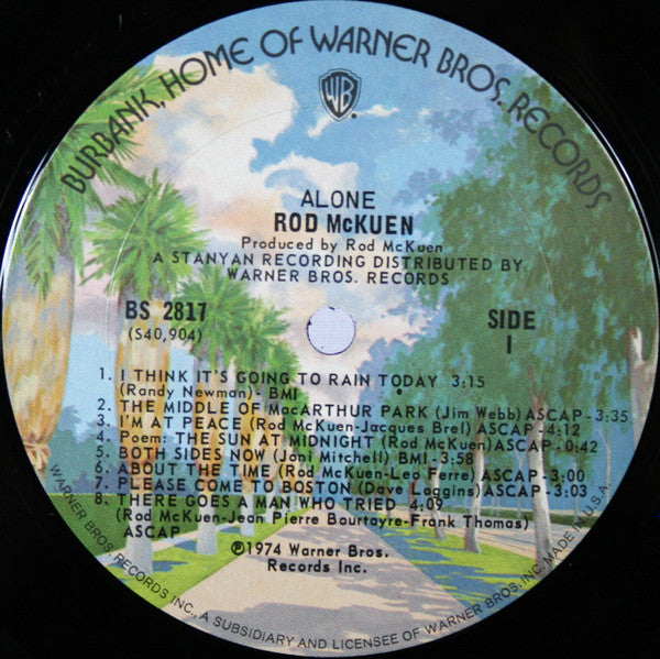 Rod McKuen - Alone ... | Very Good Plus (VG+) Excellent (EX) - COUNTRY / USED *VERY GOOD+*