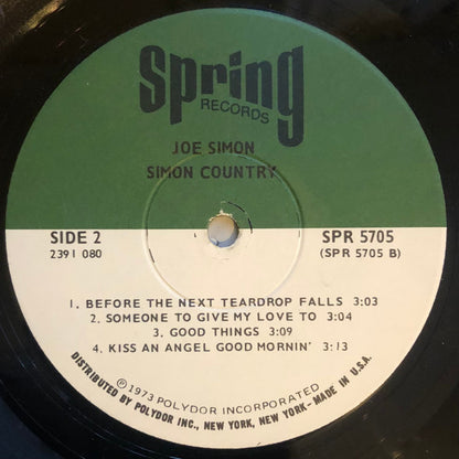 Joe Simon - Simon Country *WINCHESTER* | Very Good Plus (VG+) Very Good Plus (VG+) - COUNTRY / USED *VERY GOOD+*
